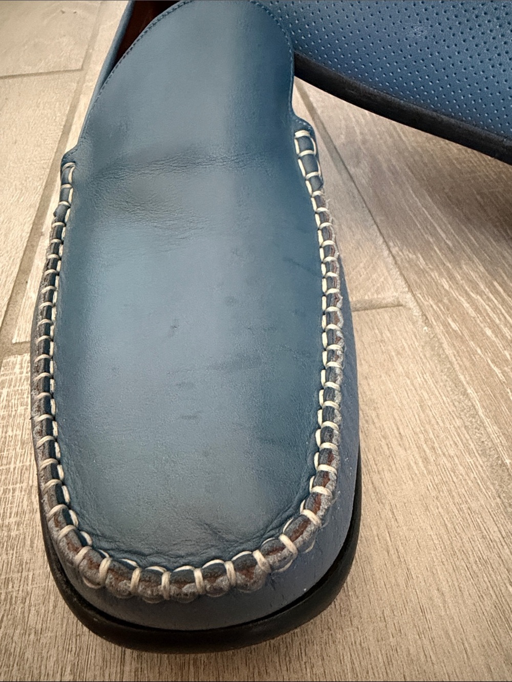 Sandro Moscoloni Blue Leather Slip-On Moccasins - Picture 7 of 11